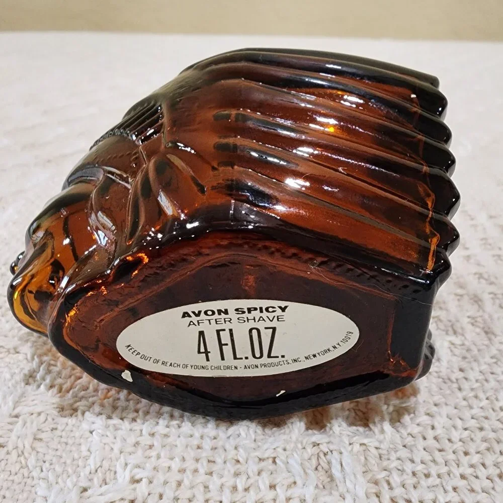 Vintage Avon American INDIAN HEADDRESS Spicy Scent Brown Glass Bottle EMPTY